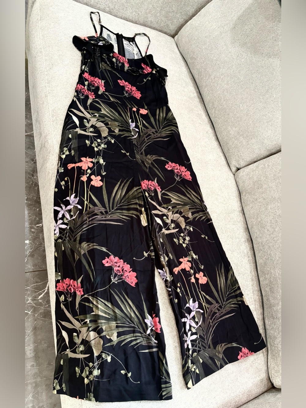 Ted Baker Romper Floral - Black with Pink & Green Floral Print